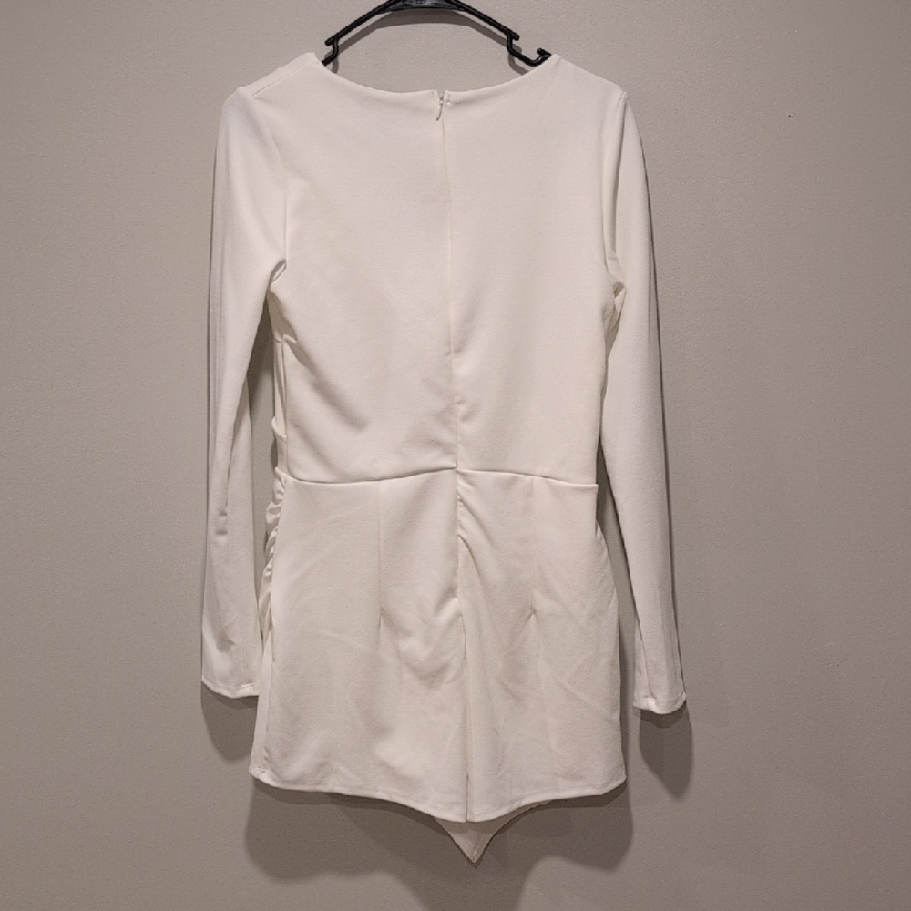 Lulu's Elegant White Wrap Blouse - Picture 4 of 4